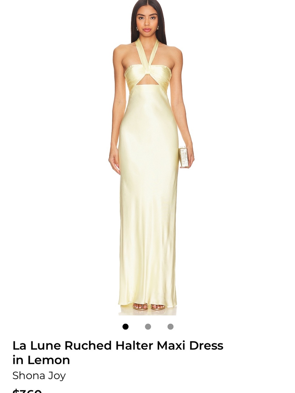 Shona Joy Lemon Ruched Halter Maxi Dress